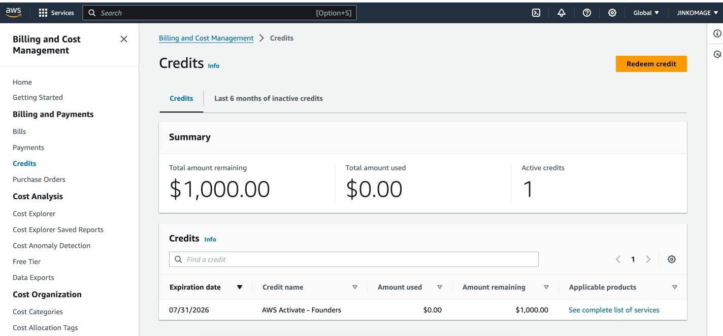 1K AWS Credits