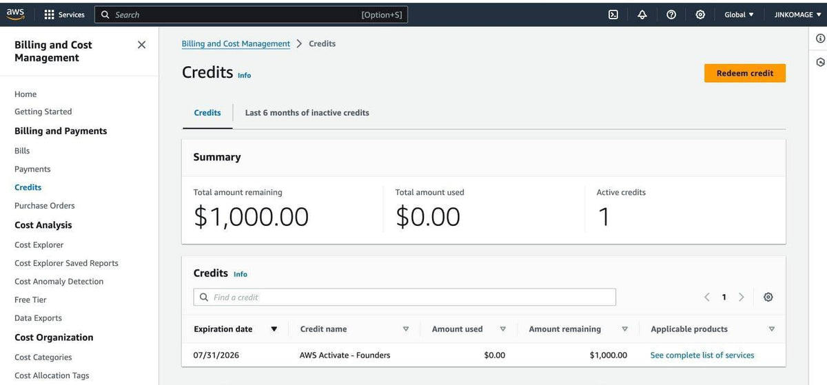 1K AWS Credits