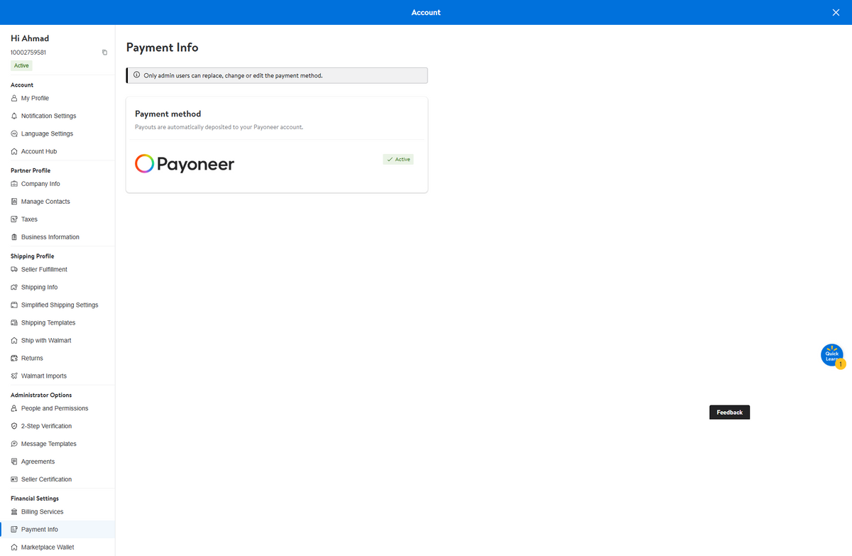 Walmart LTD SELLER ACCOUNT